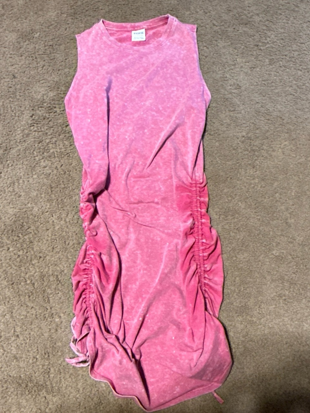 PINK Sleeveless Pink Ruched Tank Dress